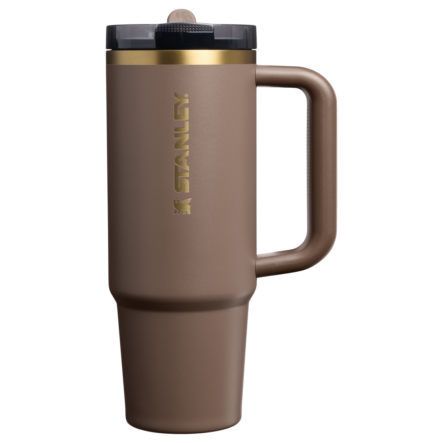 Stanley 30 OZ Quencher ProTour Flip Straw Tumbler In Espresso Brown With Gold Accents